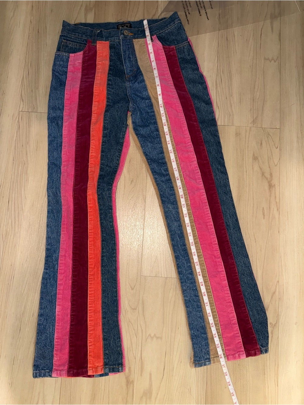 The Children's Place Multi-Color Corduroy Striped Denim Flare Pants Size 14 - Picture 11 of 11